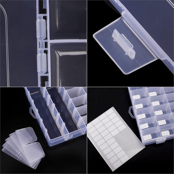 4 Pack 36 Grids Clear Plastic Organizer Box with Adjustable Dividers New - Picture 5 of 14